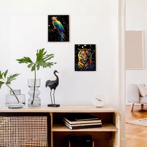 VLYX Kratzkunst für Erwachsene und Kinder, 8-teiliges Leuchtendes Regenbogen-Kratznotizen-Set mit Werkzeugen, Kreative Bastelmaterialien für Kinder & Erwachsene (Tier)