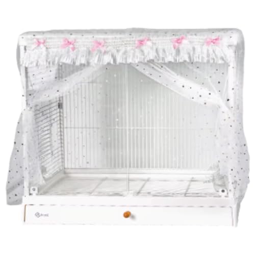 Bird Cage Seed Catcher, Stretchy Mesh Skirt Cover for Round Square Cages, Sheer and Breathable Parrot Nylon Mesh Net Cover, Seed Guard Pet Cage Birds for Parrot Parakeet (Pink,L)