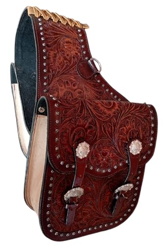 Bolsa alforja de cuero Western Horse para caballo | Bolsa para montar con correa ajustable - Marrón (11x11x3.5 pulgadas) miniatura 3