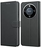 Leacckl Handyhülle für Honor Magic 8 Lite Hülle, Premium PU Leder Brieftasche Stoßfeste [Kartenfächern] Schutzhülle Klapphülle Flip Hülle, Schwarz