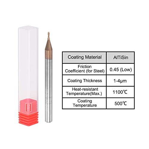 Image of uxcell Ball Nose End Mill 0.5mm Tip Radius Solid Carbide AlTiSin Coated CNC Router Bits 2 Flute Spiral Milling Cutter HRC55 with 4mm Shank 50mm (2-inch) Length