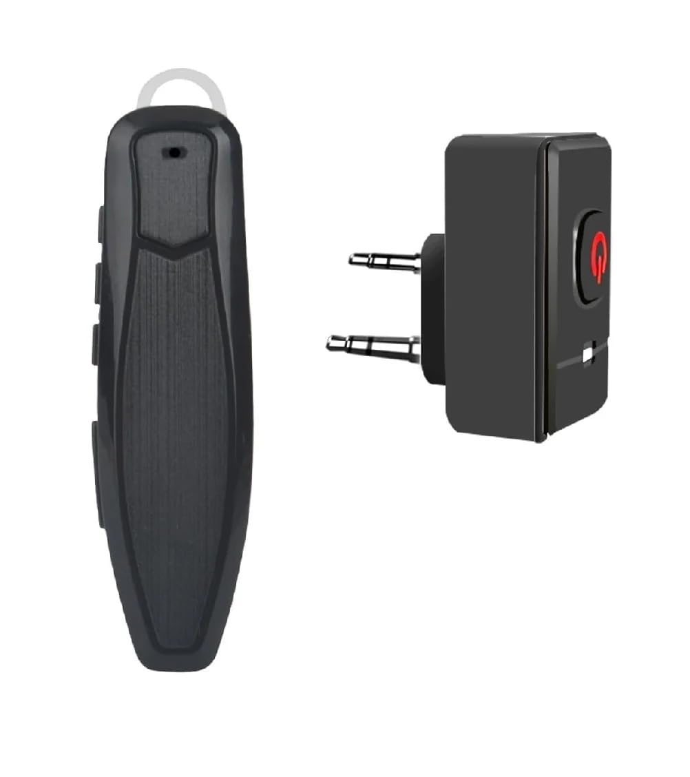 Jetfon BT-K2 - Auricolare wireless Bluetooth con adattatore walkie talkie tipo K, PTT doppia modalità e autonomia di 26 ore, compatibile con Dynascan, Kenwood, Baofeng e Quansheng