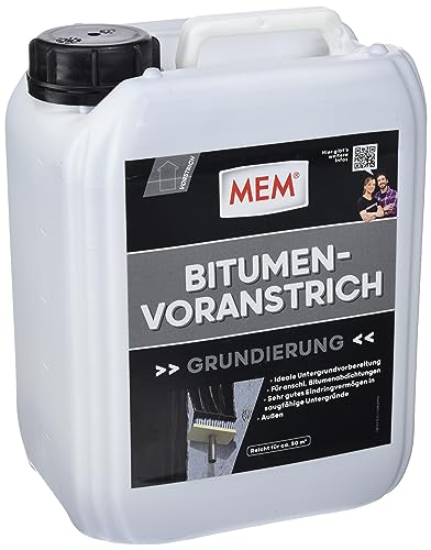 MEM Bitumen-Voranstrich, Gutes Eindringvermögen, Optimale Haftung, Gebrauchsfertig, Einfach zu verarbeiten, Lösemittelfrei, 5 l, Dunkelbraun
