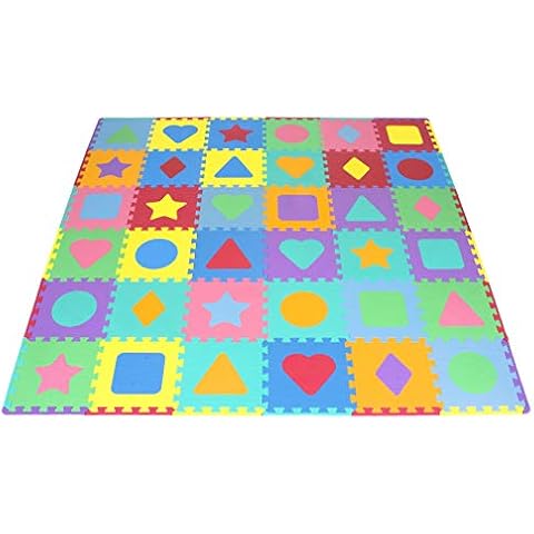 ProSource Kids Foam Puzzle Floor Play Mat with Shapes & Colors Cover