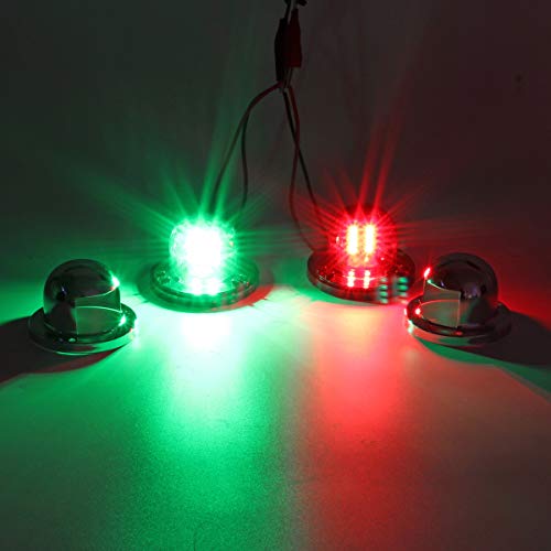 Partsam 2Pcs Marine Boat Light Red Green Led Bow Navigation Lights Deck Side Port Starboard Lights Sailing Signal Light Submersible For Pontoons Skeeter Yacht, Dc 12V #TOP6
