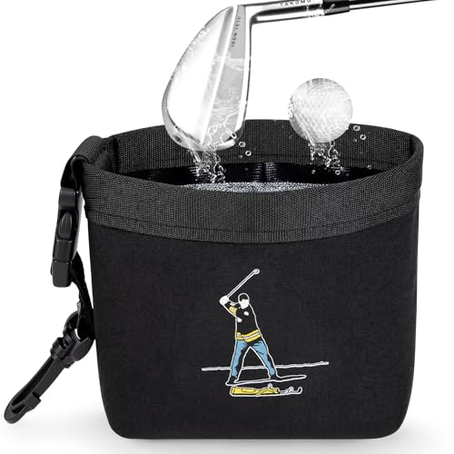 Hooked On Golf Club and Golf Ball Cleaning Bag with Detachable Clip, Funny Golf Bag Accessories,Waterproof Unique Golfer Gifts for Men, Patriotic Golf Club Cleaning Bag (Black/Funny)