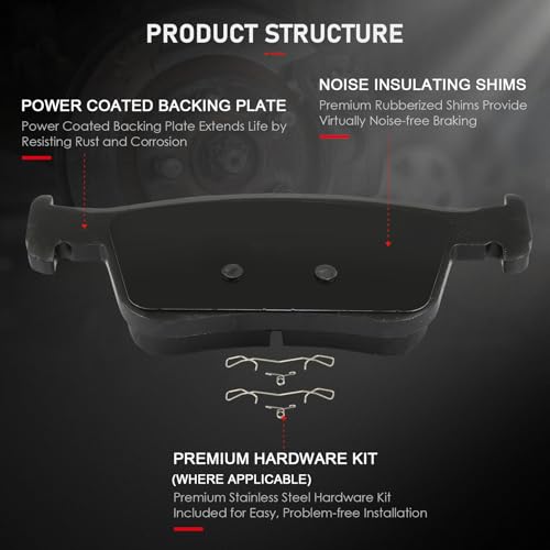 Image of cciyu D2102 Rear Ceramic Disc Brake Pads Kit For Chevrolet Colorado 2004-2008,For GMC Canyon 2004-2008,For Isuzu i-280 2006,For Isuzu i-290 2007-2008,For Isuzu i-350 2006,For Isuzu i-370 2007-2008