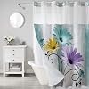 Muuyi Hookless Shower Curtain with Snap in Liner, Farm Teal No Hook Shower Curtains for Bathroom,Shower Curtain and Liner Set for Bathroom Decor,Waterproof & Washable,72W x 75L Inch