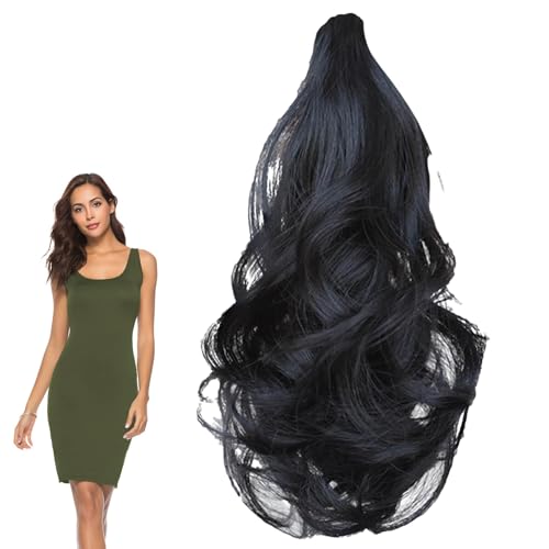 Extensiones de cola de caballo,Extensión de cola de caballo ondulada - Clip de cola de caballo de pelo elegante en garra - Extensiones rizadas del pelo rizado de la garra de la extensión de la cola de