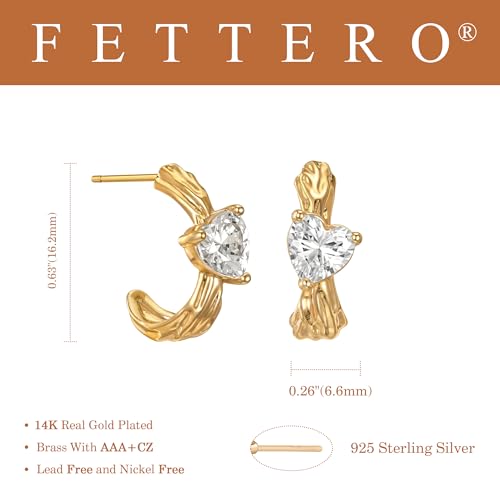 FETTERO Gold Hoop Earrings for Women, 14K Gold Plated Open C Shape Hoops Lightweight Chunky Gold Earrings, Hypoallergenic Gold Earrings for Women Ear Piercing Jewelry Gifts