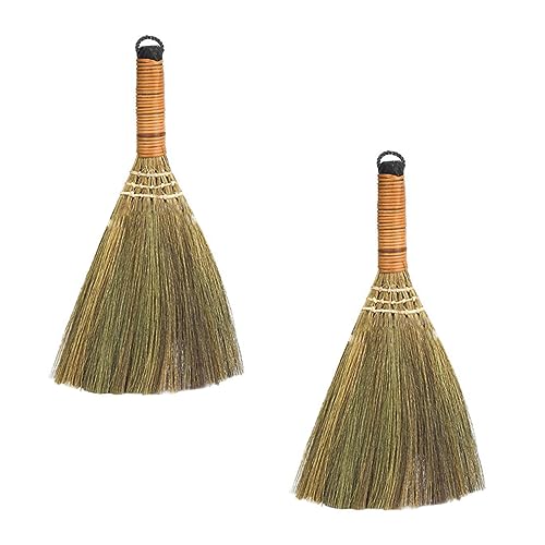 Healeved 4pcs Indoor Broom Hard Bristle Brush for Cleaning Dust Corners Desk Cleaning Tool Small Broom Natural Material