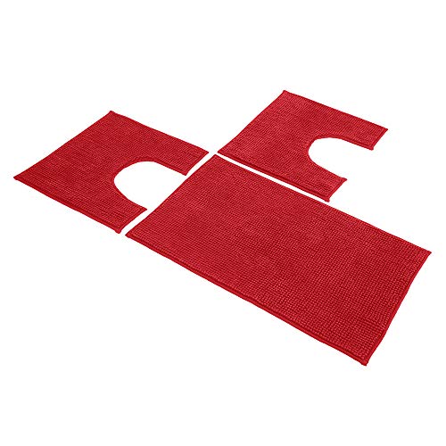 Sophie Maison Poppy Set Tappeti Bagno, 100% Microfibra Poliestere, Bordeaux, 45 x 75+45 x 4