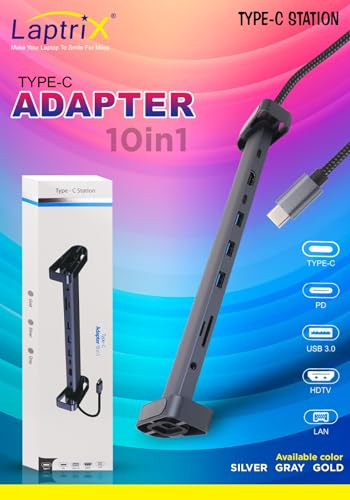 Image of Laptrix High Quality10 in 1 USB C HUB Docking Station Multi Port Type CUSB 3.0 SD /Micro Card Reader RJ45 Laptop USB Hubs Adapter