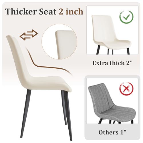 Image of Modern Dining Chairs Set of 8, PU Leather Dining Room Chairs, Upholstered Kitchen Chairs with Ergonomic Backrest & Sturdy Metal Legs, Perfect for Dining Room, Living Room, White