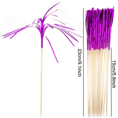 Honbay 100Pcs Creative Fireworks Shaped Fruit Sticks Cupcake Picks Cocktail Picks Firework Cupcake Toppers Foil Frill Toothpicks Christmas Cake Decorations #TOP1