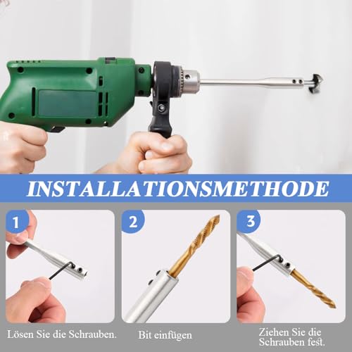 Mesee 2 Stück Extra lang verlängerung, Verlängerungsstange Bohren, 1/4-Zoll-Schaft Bohrerverlängerungssatz für Bohrerverlängerung aus Karbonstahl für Besonders Tiefe Lochfräsungen und Durchbrüche