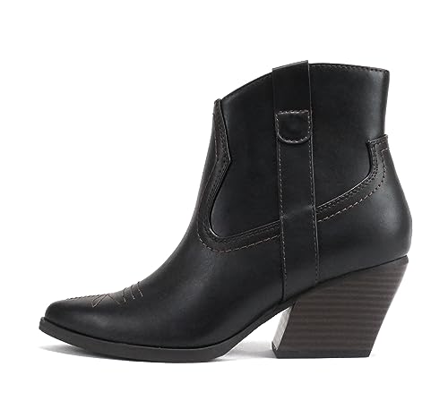 Soda “ABEAM” ~ Women Pointed Toe Medium Heel Ankle Shaft Western Boot Bootie with Side Zipper2
