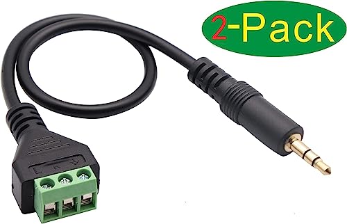 RUNCCI-YUN 2PCS 3 Pole 3.5mm Screw Terminal Cable 3.5mm (1/8) Stereo TRS Audio Male to AV 3Pin Female Screw Terminal Headphone Balun Solderless Converter AdapterCable(27CM) - Image 2