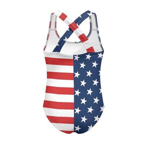 Image of Girls One Piece Swimsuits Summer Quick Dry Crewneck Beach Bathing Suit Cross Shoulder Strap Swimwear 5-14 Years