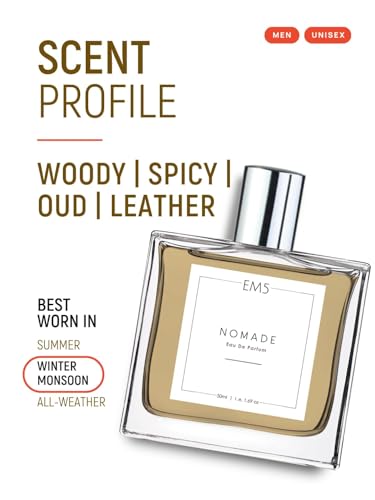 Image of EM5 Nomade Perfume for Him /Her | Amber Oud Smoky leather Accords | Unisex Perfume Spray for Men & Women | Strong & Long Lasting Fragrance | 50ml