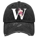 W Hat Classic Alphabetes A-Z Cute Letter Caps Cute Baseball Hat Hat for Womens Washed Distressed Funny Baseball Cap Gifts with Letter W