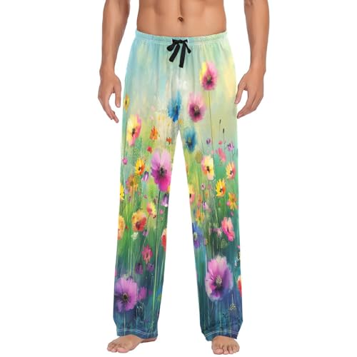 Pantalon de pyjama homme fleurs sauvages le cadeau idéal vêtement de nuit M