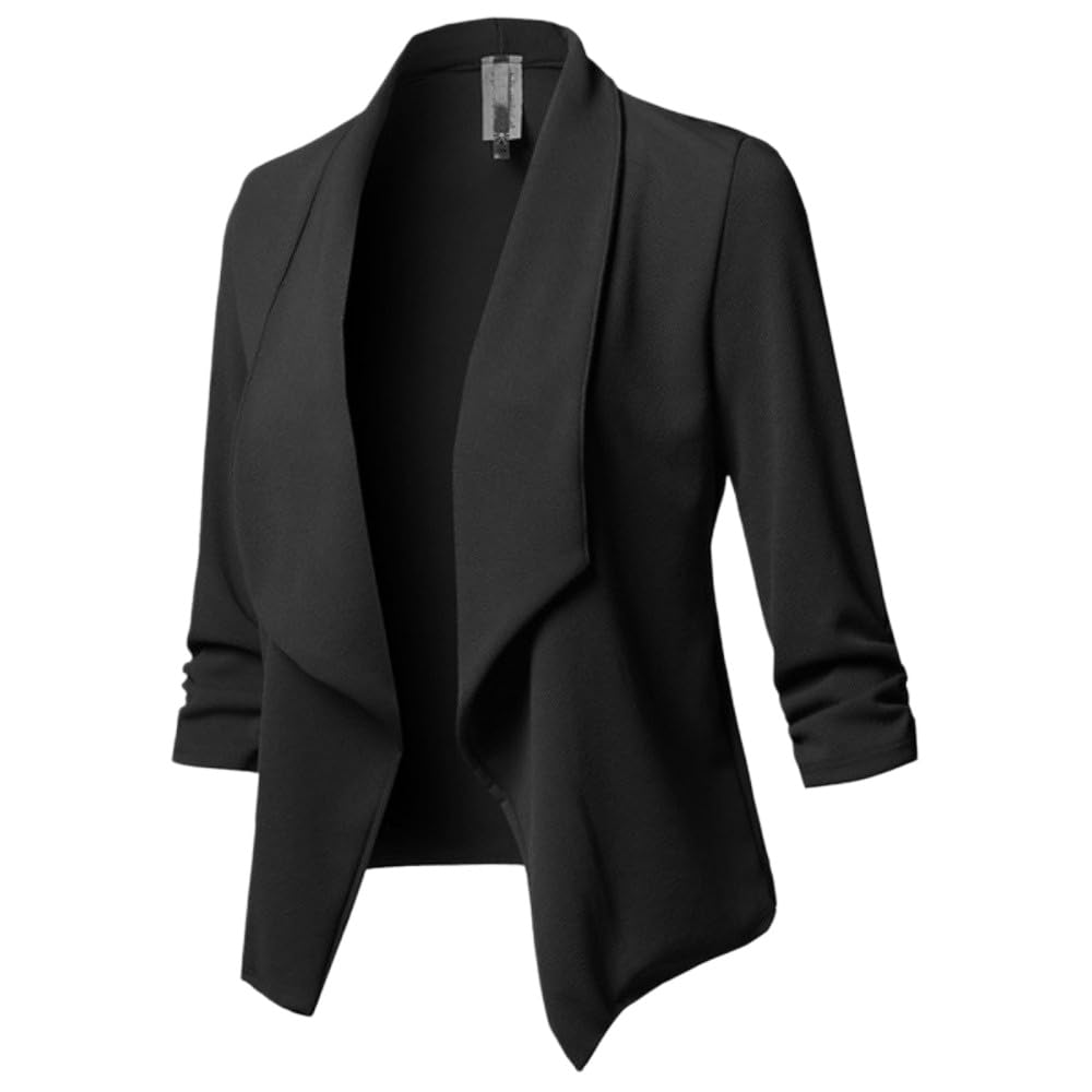 Blazer Damen,Damen-Blazer mit Langen Ärmeln, gerafft, asymmetrisch, lässig-Business