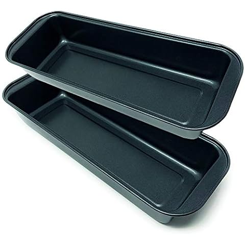 Space Home - Set of 2 Non-Stick Loaf Pan - Carbon Steel Loaf Baking Pan - Non-Stick Plumcake Bakeware - 35 cm - Carbon Steel Cover