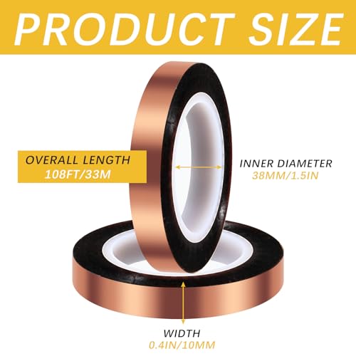Image of 5 Rolls 10mm x33m (108ft) Sublimation Tape Up to 250℃(480 F) Heat Resistant High Temperature Adhesive for Thermal Transfer Heat Sensitive Soldering Circuit Boards,No Residue (Brown)