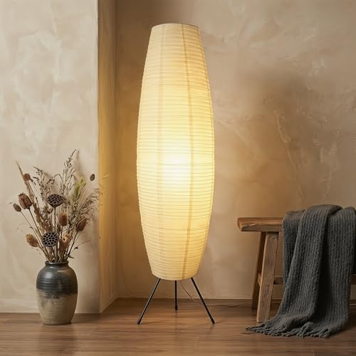 Toyvian Lamp Shade: Foldable White Paper Floor Lampshade for Standing Floor Lamp Replacement, Soft Light Diffuser for Bedroom Living Room Decor, Easy Install (43.31"W x 7.87"H)