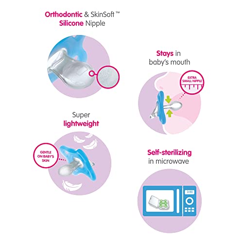 Mam Comfort Baby Pacifier, 100% Lightweight Silicone, Sterilizer Case, Girl, 0-3 Months (Pack Of 2) #TOP1