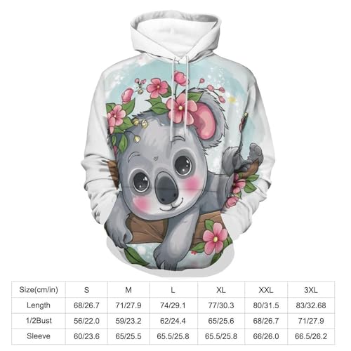 Sweat à capuche koala imprimé fleur hoodie unisexe taille S - 3