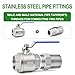 TAISHER 2PCS 304 Stainless Steel New Hex Nipple, 1/4