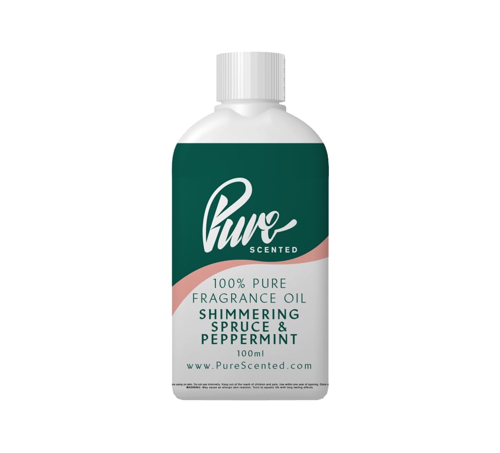 Pure Scented 100ml Fragrance Oil - Vegan & Cruelty-Free, for Candles, Soaps, Slime, Diffusers, Cosmetics, Wax Melts & DIY Crafts (1 x 100ml, Shimmering Spruce & Peppermint) — image 1