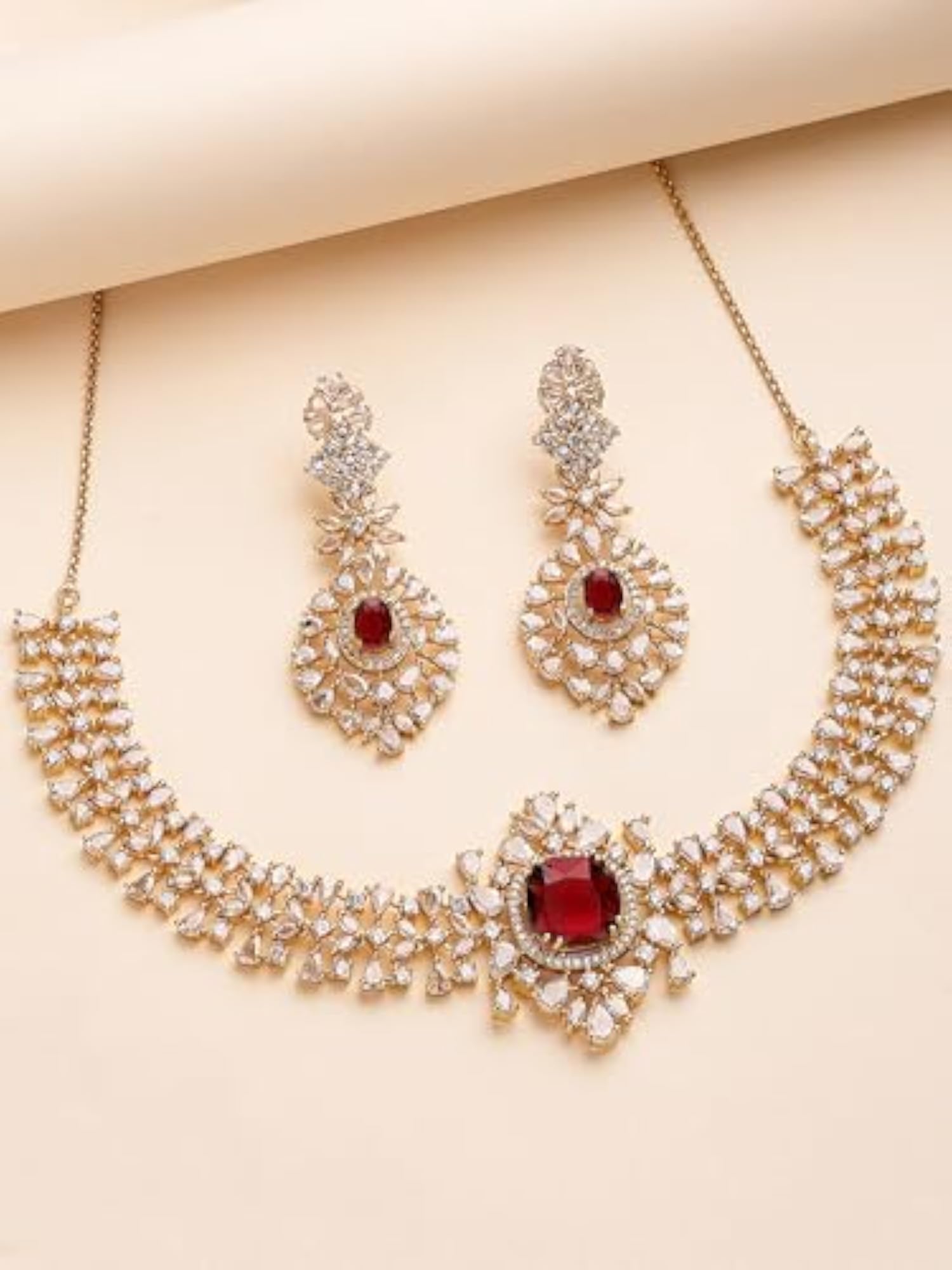 Women's Gold-Plated American Diamond Necklace Set