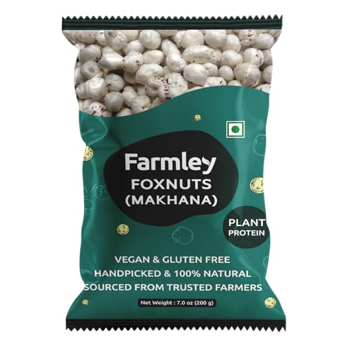Image of Farmley Uncooked Phool Makhana Gluten Free | Raw Foxnuts, Popped Lotus Seed, 100% Natural & Crunchy, High Protein Nutritious Snack | Yoga & Ayurvedic Diet - 200 g (7oz)