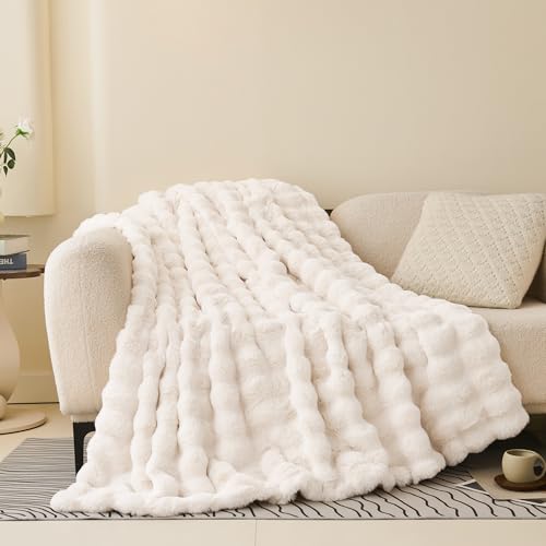 Comelady Manta de Sofá de Piel Sintética Suave y Esponjosa 50"x60", Textura de Burbujas miniatura 2