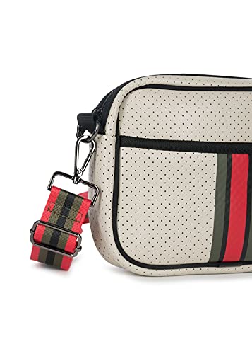 Haute Shore - Drew Roma Crossbody, Beige W/Olive, Black, & Red Stripe3