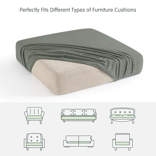 Image of CHUN YI 2PC Stretch Couch Cushion Covers, Individual Sofa Seat Slipcovers Suitable for Armchair Loveseat Sofa with Spandex Jacquard Fabric(2pc,Dove Grey)