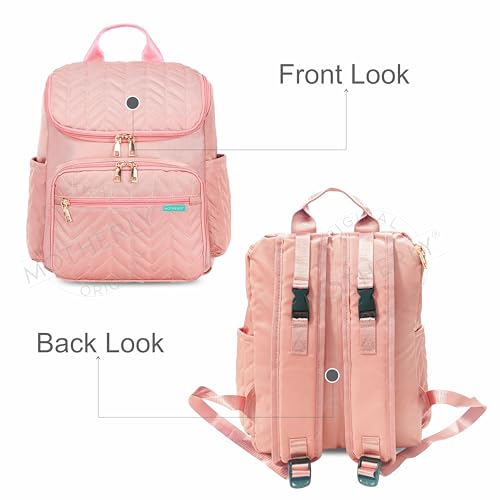 Image of Motherly Quilted Diaper Bag for Mothers for Travel, Maternity Bag for Newborn Baby, Mothers Travelling Bag, Multiple Pocket Backpack for moms, Water Resistant Baby Bag for moms with Warranty(Pink)
