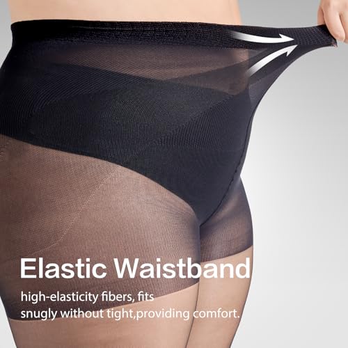 2 Pairs Plus Size Body Shaping Footless Sheer Tights For Women, 40D High Waist Tummy Control Pantyhose Stockings3