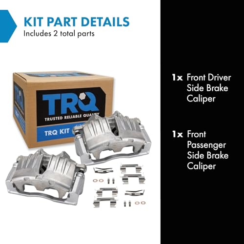 Image of TRQ Front Brake Caliper Set Zinc Coated Brackets Compatible with 2004-2005 Buick Rainier 2003-2005 Chevrolet SSR Trailblazer EXT 2003-2005 GMC Envoy XL 2003-2005 Isuzu Ascender 2005 Saab 9-7x