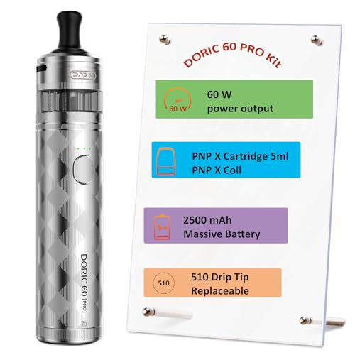 Doric 60 Pro Kit 60W Vape 2500 mAh Battery with PnP X Cartridge 5ml fit PnP X Coil- button activation MTL DTL Electronic Cigarette Vaporizer No Nicotine