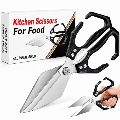Seattleget Multifunctional Heavy-Duty Kitchen Shears,Chicken Bone Scissors,Japanese Style High Carbon Steel Cooking Scissors,Poultry Shear,Poultry Shear,for Meat,Seafood and Bone Cutting(Black)