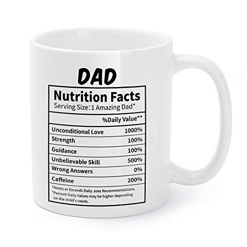 Mugaholics Dad Mug - Dad Nutrition Facts Coffee Mugs for Dad - Fathers Day for Dad from Daughter, Son, Wife - Birthday Gifts for Dad New Dad Gifts - 11oz Ceramic Coffee Mug Tea Cup, White