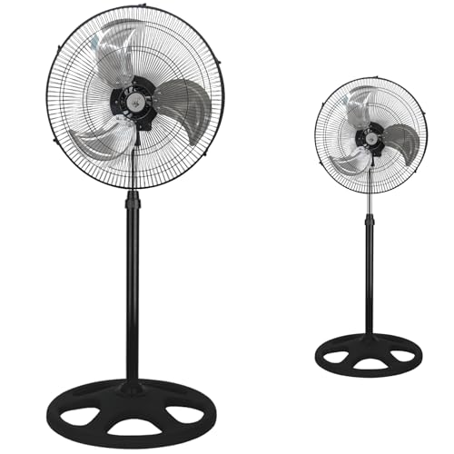 ARTREE Ventiladores de Pie 18' 50W Ventilador Pie Potentes 3 Velocidades Oscilante Ventilador con Base Estable Altura Regulable (58-90cm) Rejilla Desmontable Para Talleres Almacenes Residencial
