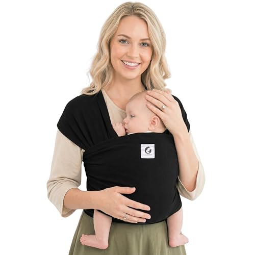 ELDOMA Babytragetuch Schwarz für Neugeborene Leichtes Atmungsaktives Tragetuch Baby Ergonomische Babytrage ab Geburt bis Kleinkind (735 lbs / 315 kg)