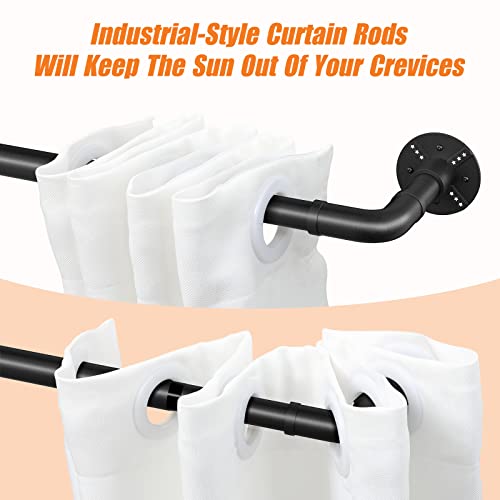 Yeyebest 1.1 Inch Industrial Darkening Blackout Curtain Rods 2 Pack, Curtain Rods For Windows 28 To 48 Inch, Matte Metal Heavy Dutycurtain Rod Set, Adjustable Telescoping, Diy Usage Scenarios, Indoor And Outdoor, Black #TOP2