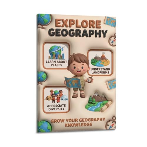 Poster éducatif STEM géographie mondiale en toile pour stimuler l'apprentissage visuel