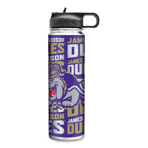 Rico Industries NCAA James Madison Dukes 22oz Stainless Steel Tumbler with Lid - Great For Coffee, Tea, Water or Cocktails
